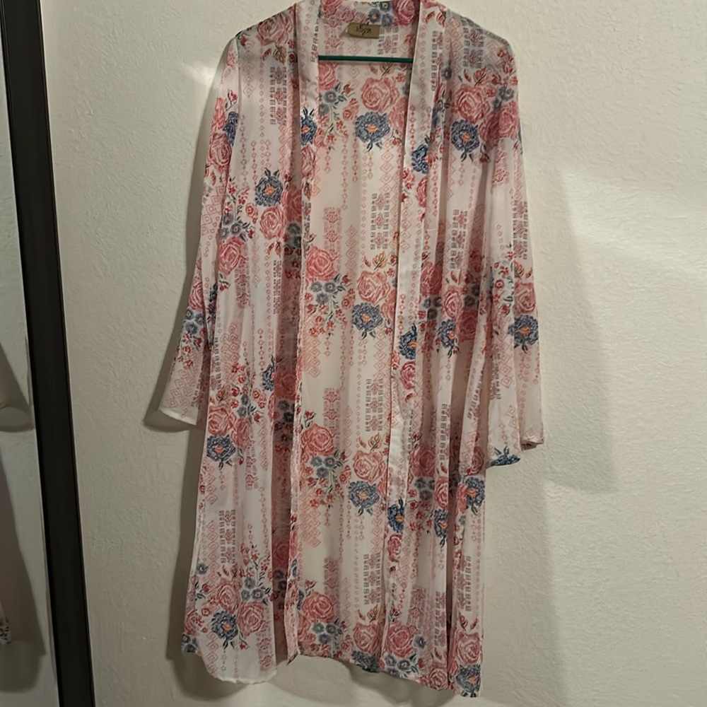 Light pink with flowers cardigan